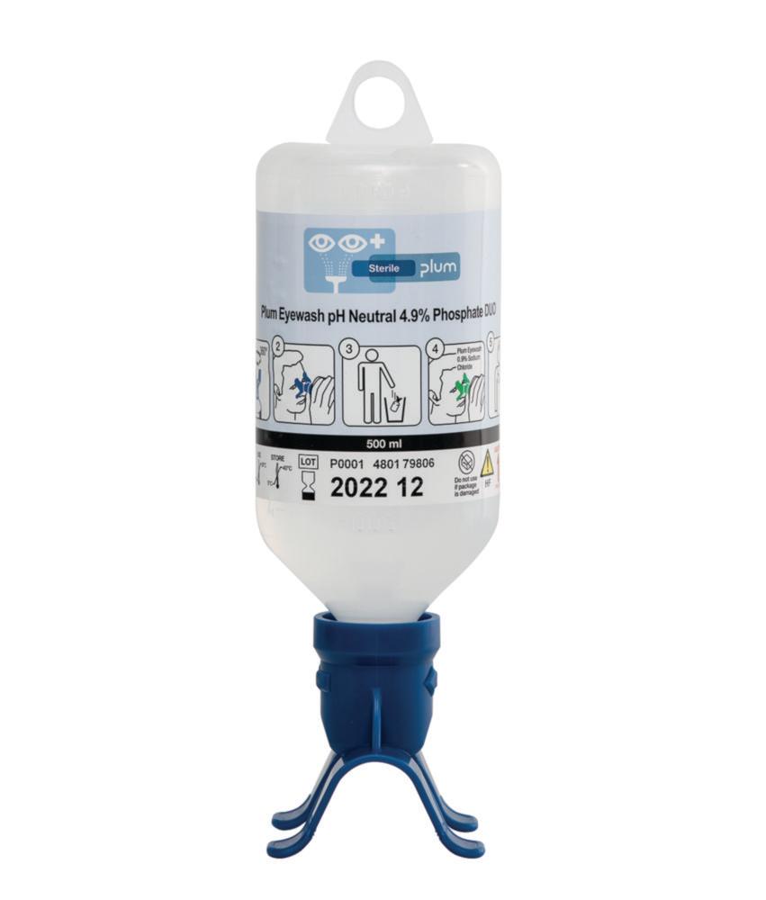 B-Safety Plum Eye Wash Bottles pH Neutral DUO for the Simultaneous Flushing of Both Eyes

