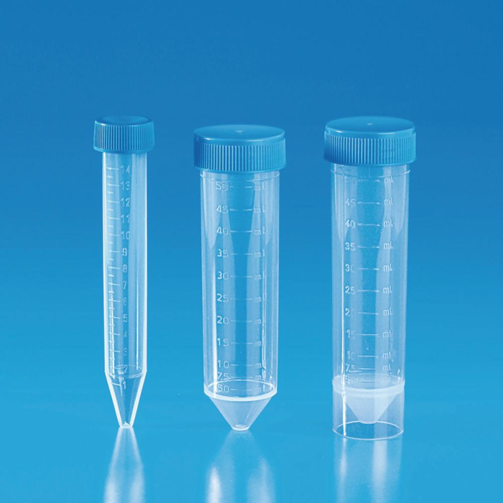 Kartell Test Tubes 50 mL PP Conical Self-Standing Bottom 30x115 mm Grad Red Cap Sterile (Pack of 100)