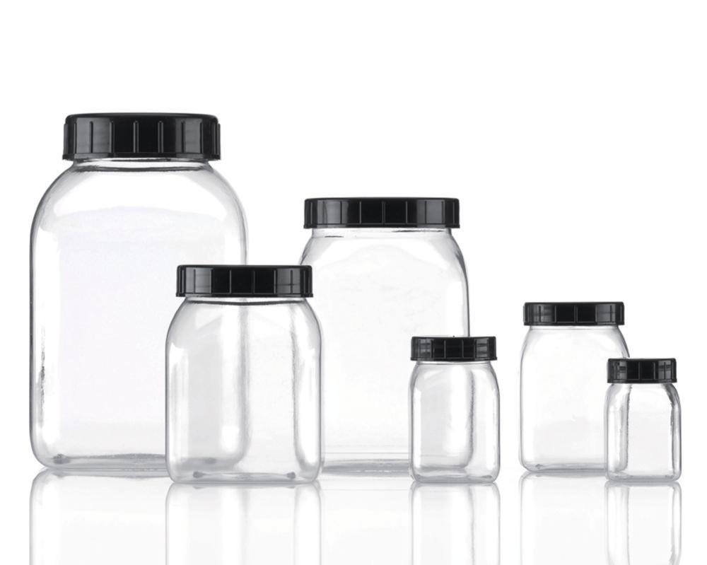 Kautex Textron Wide Mouth Containers, Clear, 200 mL, Square Shape, Without Closure