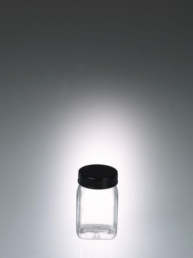 Bürkle Wide Neck Can 100 ml, Square PETG Clear, with Closure
