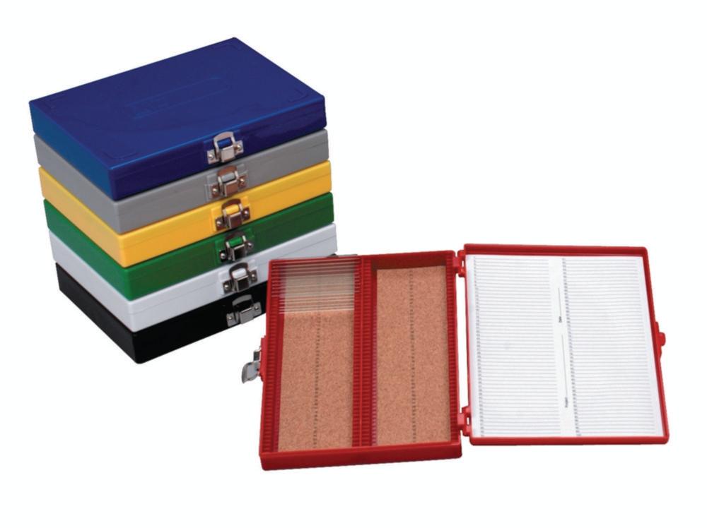 Heathrow Scientific Slide Box, Green for 100 Slides, 76 x 26 mm, Cork Insert