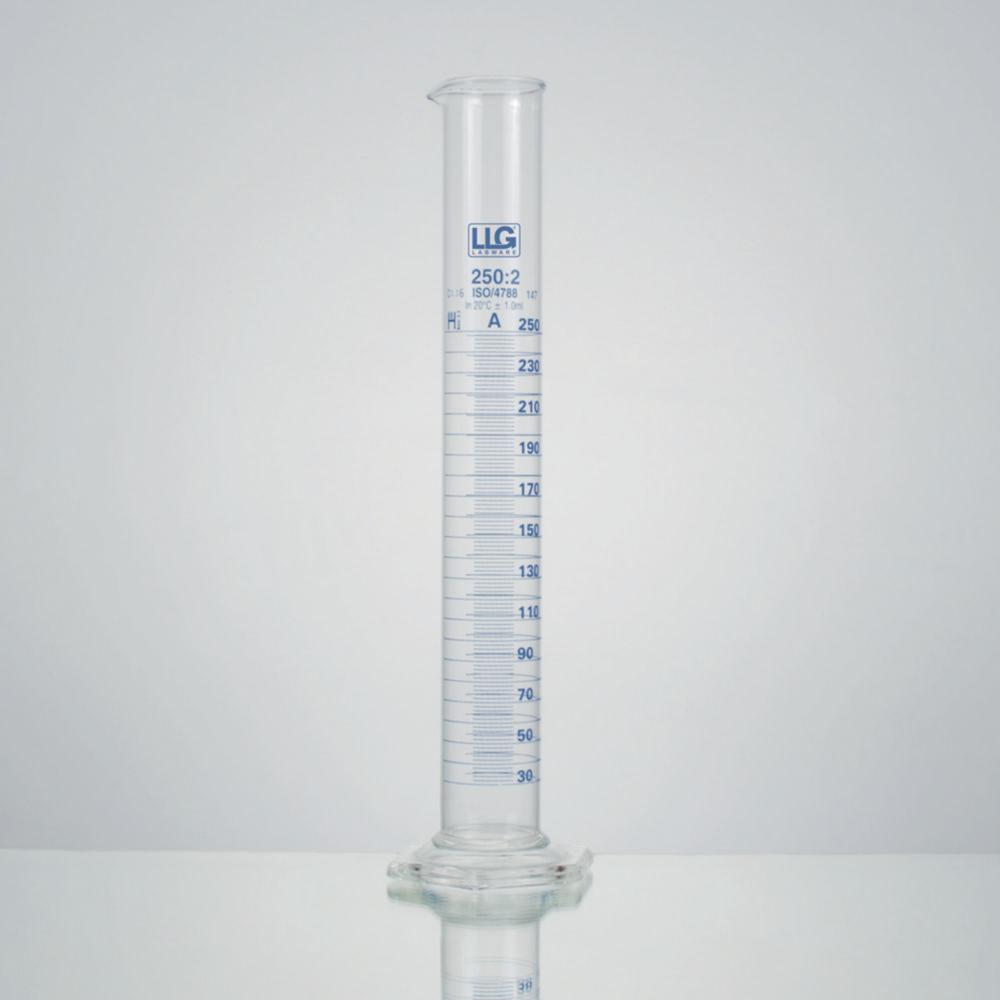 LLG Measuring Cylinder 100 mL Tall Form Boro 3.3 Class A Blue Scale Boro 3.3 Base Batch Certified, Pack of 2