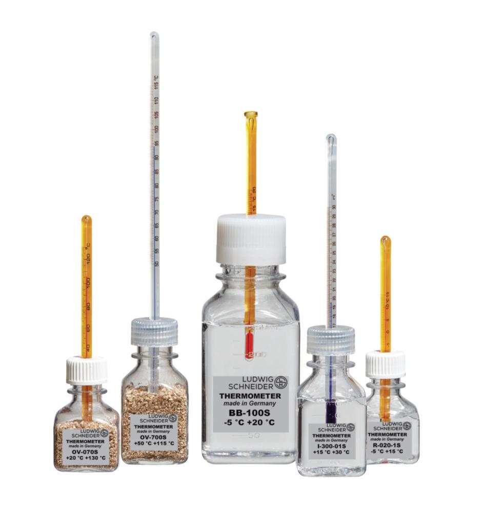 Ludwig Schneider Bottle Thermometer R-200-01S, -2...+10 °C, Blue Spirit Filling, for Refrigerators