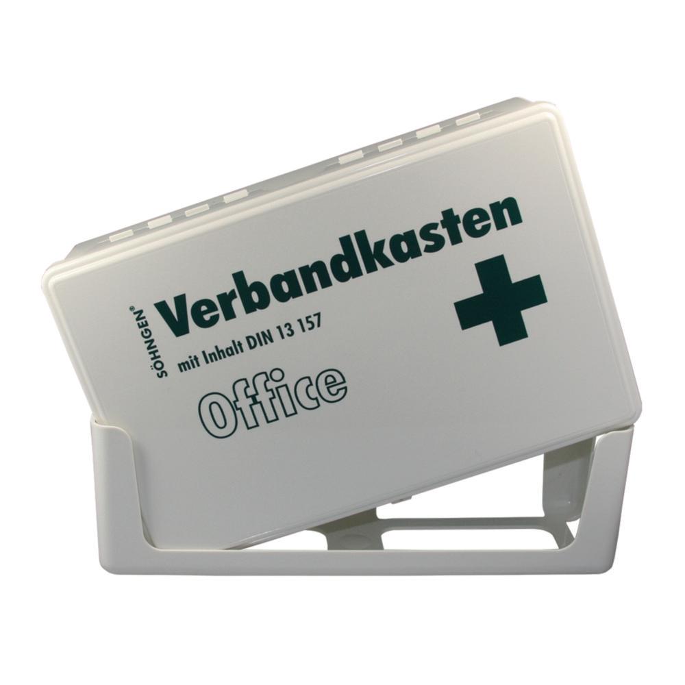W.Söhngen Office First Aid Box DIN 13157 with Wall Bracket – White Plastic

