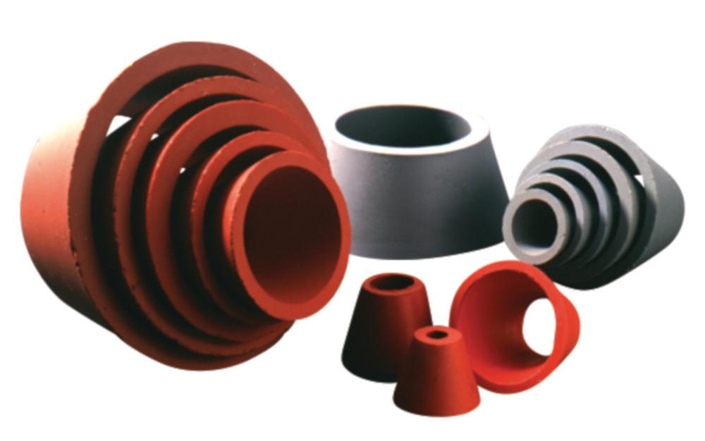 Deutsch & Neumann Nutsch Funnel Set (7 Pieces, Sizes 1–7, 21–78 mm, Natural Rubber, Red)