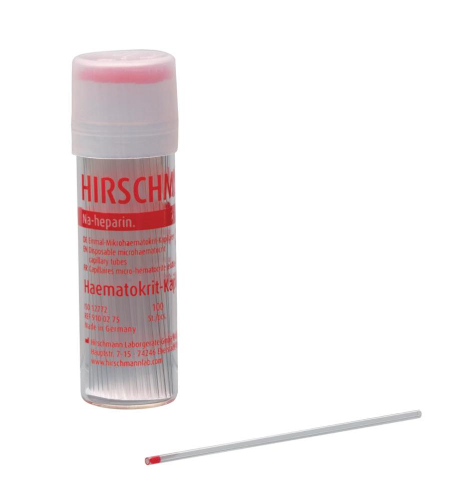 Hirschmann Haematocrit Capillaries 100 µl, for Single Use, NA-Heparinized, Pack of 10 x 100