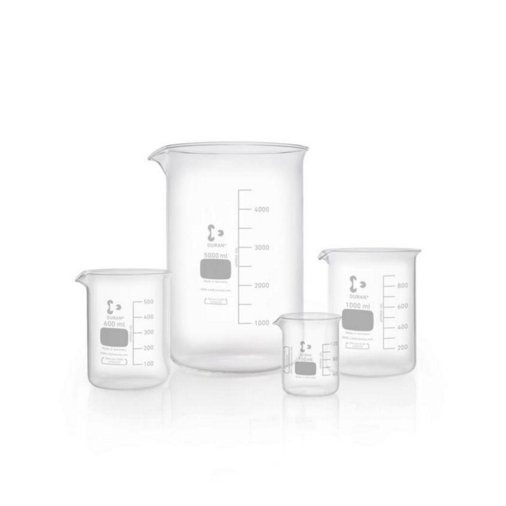 DWK DURAN Low Form Beaker 150 mL with Graduation and Spout, Pack of 10