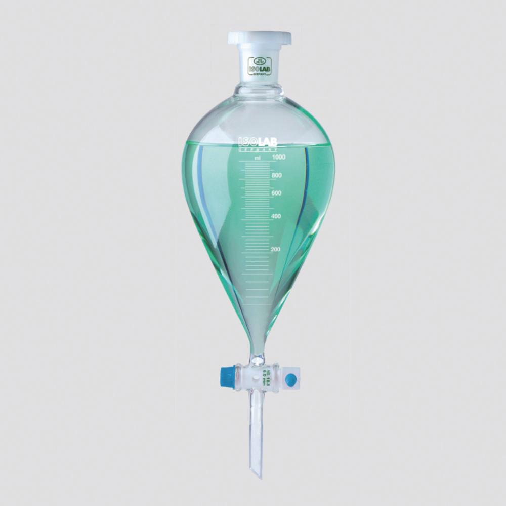 ISOLAB Separating Funnel, 250 mL, Conical, Valve Cock, DIN 12452