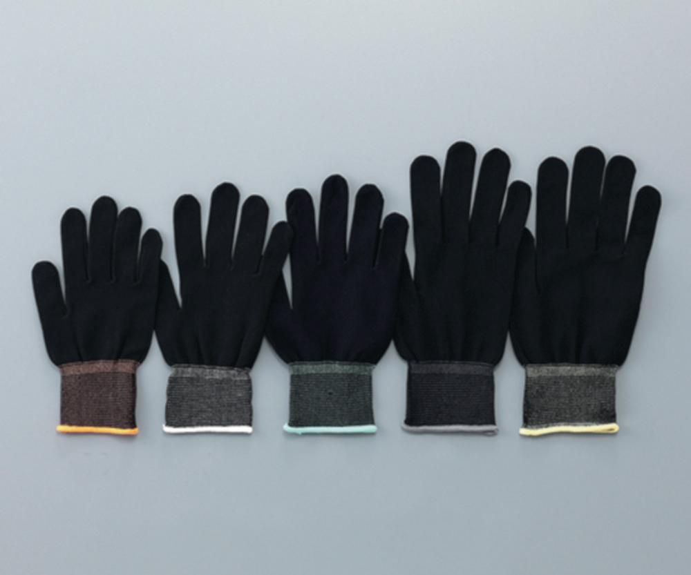 As One ASPURE Gloves, Polyester, Size L Black, PU-Coated Palm, Overlock Edge, Pack of 10 Pairs