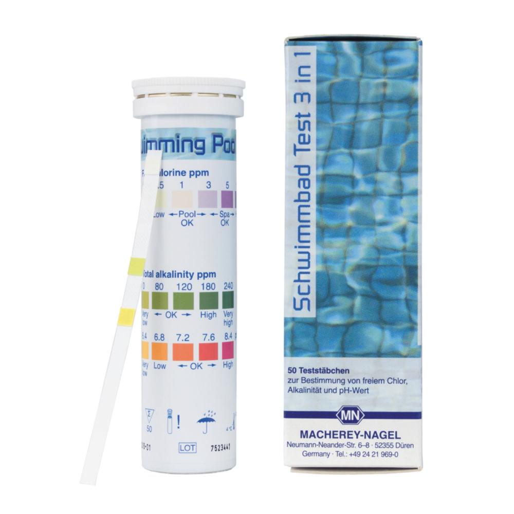 Macherey-Nagel-Nagel Swimming Pool Test Strips for Determination of Free Chlorine Alkalinity and pH (Pack of 50 Strips)