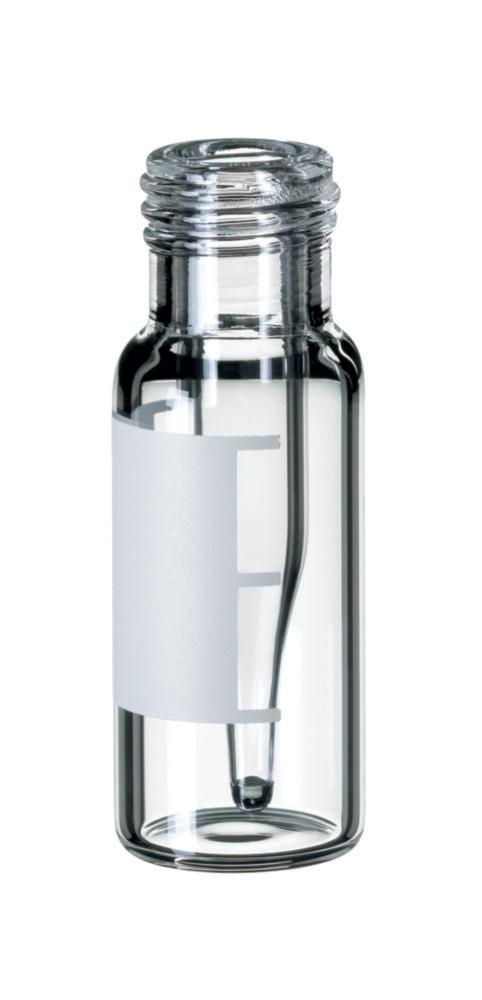 La-Pha-Pack Short Thread Bottles 32x11.6 mm Clear Glass with Integrated 0.2 ml Micro Insert, 1st Hydrol. Class, Writing Area and Filling Marks, Pack of 1000

