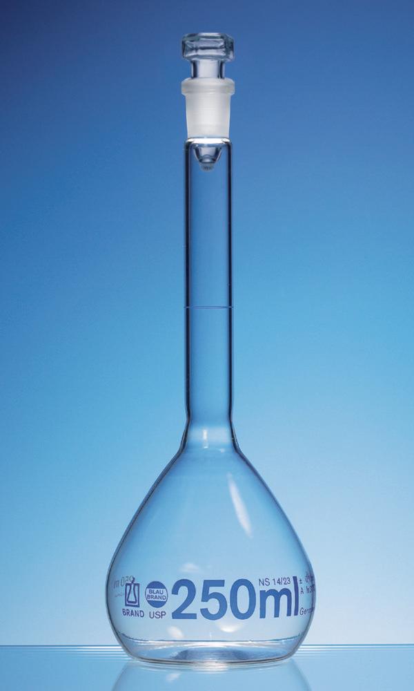 BRAND Volumetric Flask 20 mL NS 10/19 BLAUBRAND CLA USP ConfBatch Cert Glass Stopper Borosilicate 3.3 (Pack of 2)

