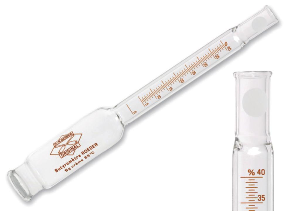 Gerber Cream Butyrometer "Roeder" 0–50%:0.5, with Stopper and Beaker

