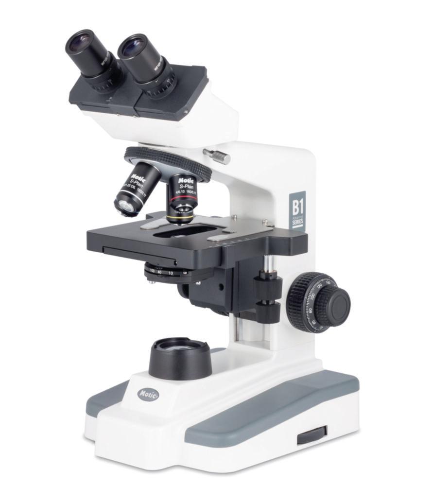MOTIC B1-220E-SP Binocular Microscope, Widefield Eyepiece WF10X/18mm, Quadruple Revolving, Semi-Plan Objectives