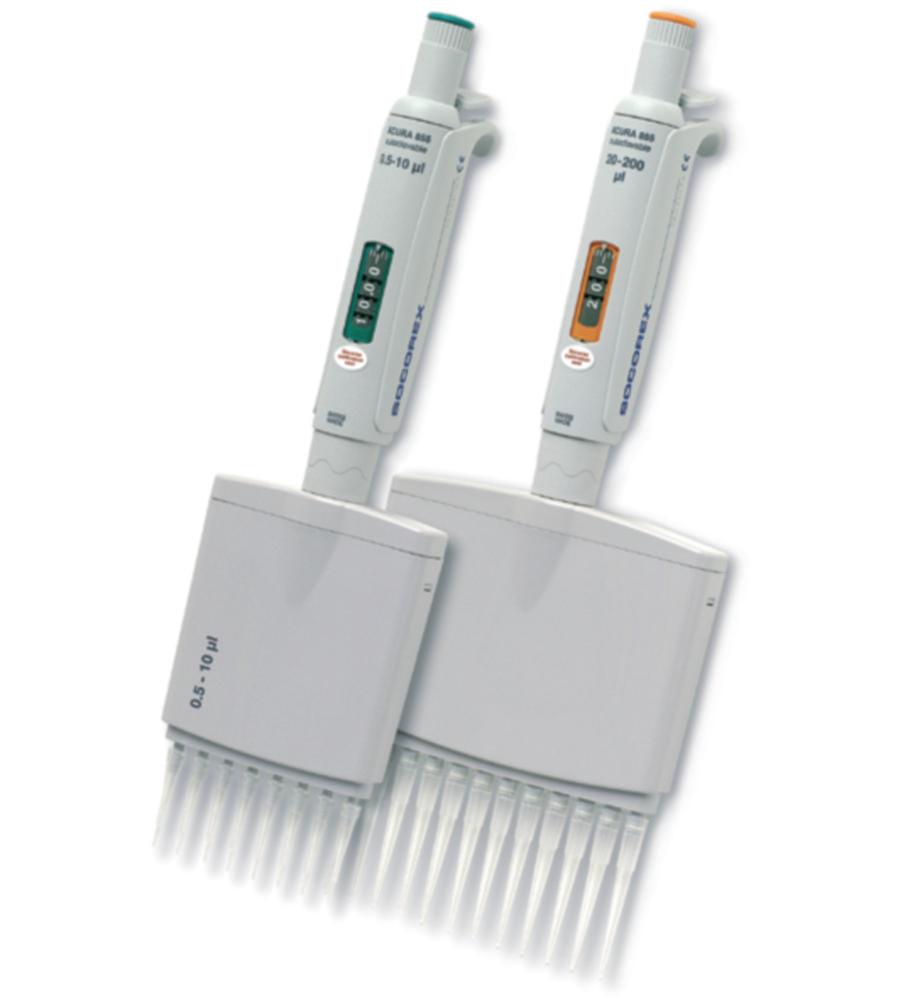 SOCOREX Acura Manual 855, 0.5 - 10 µl Multichannel Pipet Adjustable 8 Channel, Autoclavable