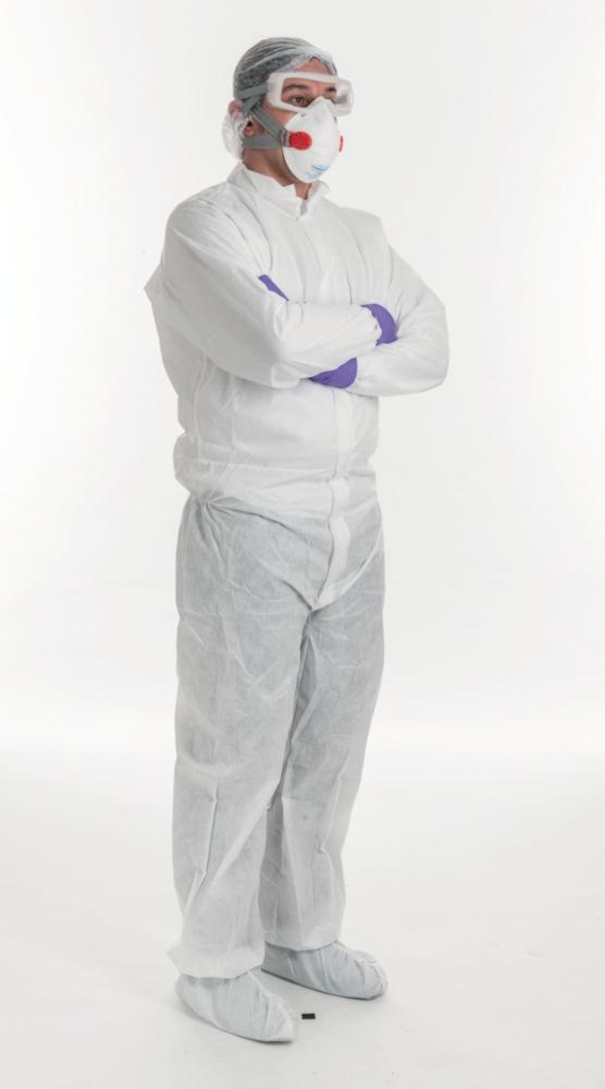 Kimberly-Clark KIMTECH A8 Overall, SMS, White High Collar, for Cleanroom Use ISO 7&8, Size L, Pack of 25