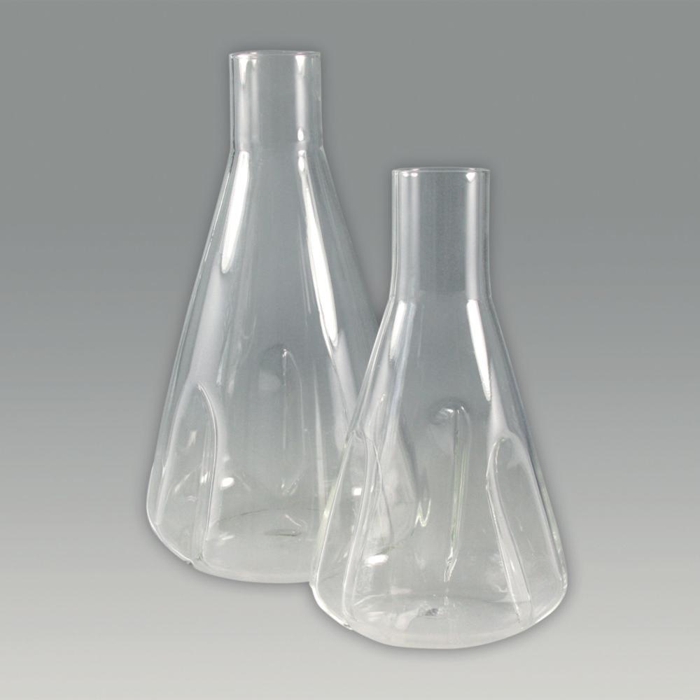 Witeg 100 mL Three-Baffle Flask, Straight Neck for Metal Caps, Flask Ø 64 mm, Height 112 mm, Neck Ø 38 mm