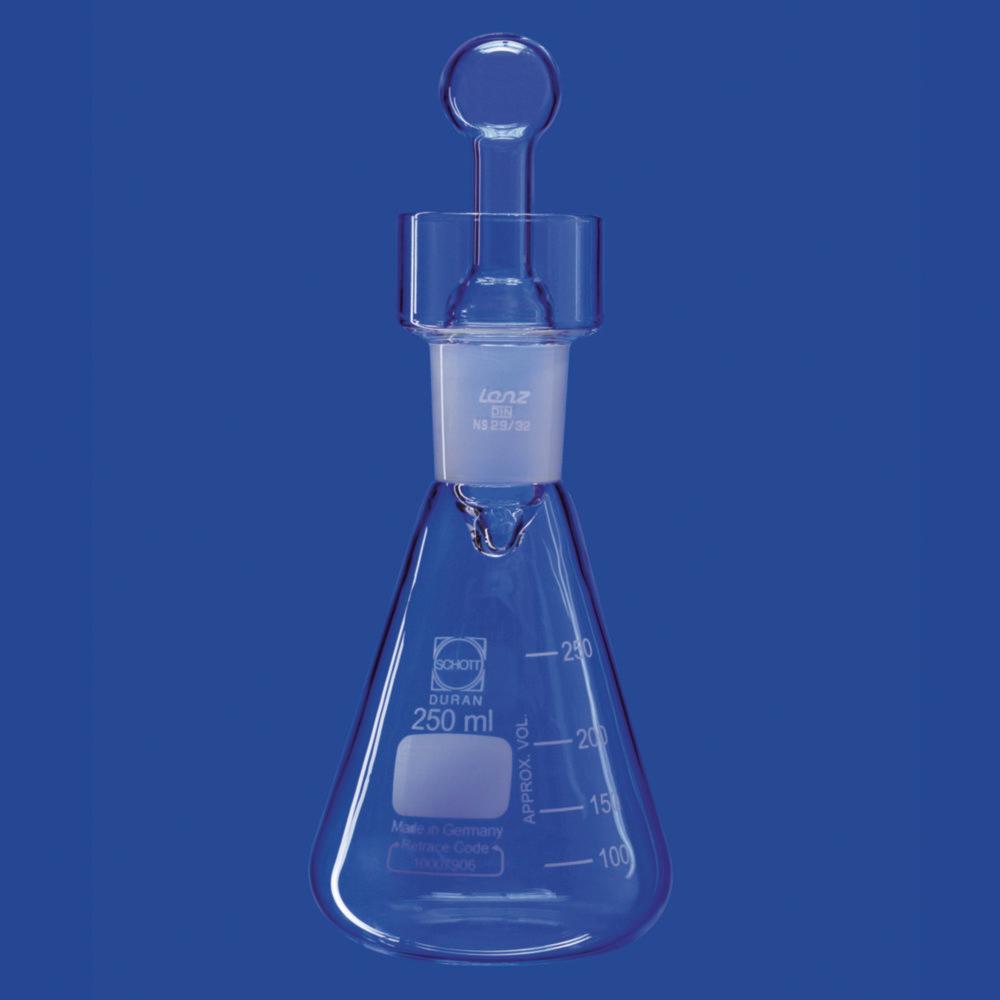 Lenz-Laborglas Iodine Determination Flask (250 ml) with Collar and Hollow Hexagonal Stopper (NS 29/32)