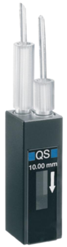 Hellma Flow-through cuvette 10 mm, 8.5 mm CH quartz glass SUPRASIL with 2 screw connections M 6 x 1 and FEP tubes, 390 µl