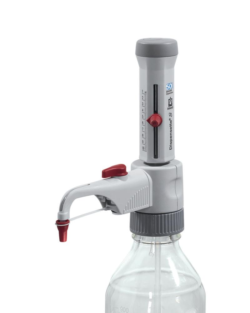 BRAND Dispensette S Analog Bottle-Top Dispenser (1–10 mL) – Without Recirculation Valve

