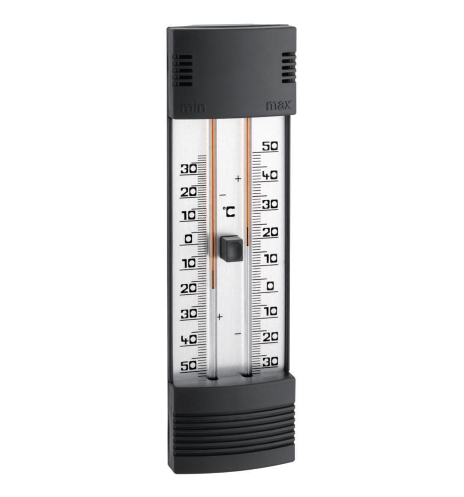 Hecht Maxima-Minima Thermometer 20 cm with Push-Button Magnet, Mercury-Free, Without Roof, Black

