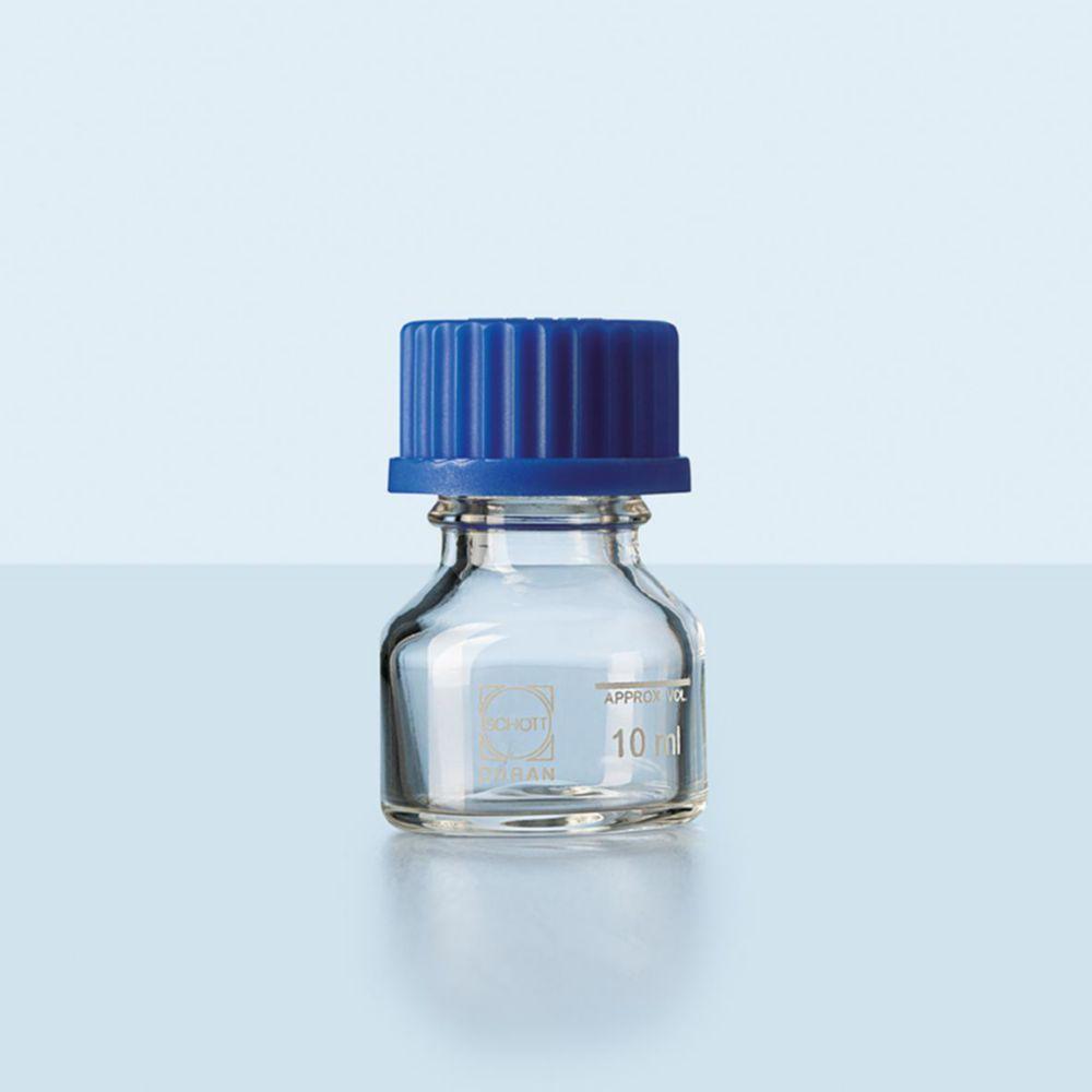 DWK DURAN Laboratory Bottle, GL 25, 10 mL, Clear Glass, with Closure