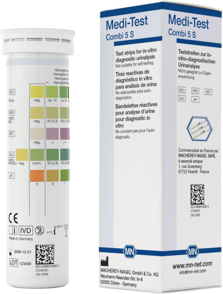 Macherey-Nagel MEDI-TEST Combi 5 S Urine Test Strips Pack of 50 Strips

