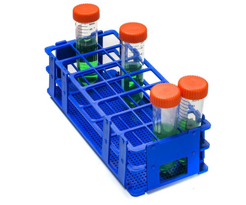 Bel-Art Test Tube Rack 21 Places, D: 30 mm, 3 x 7, Blue, Autoclavable, Pack of 8