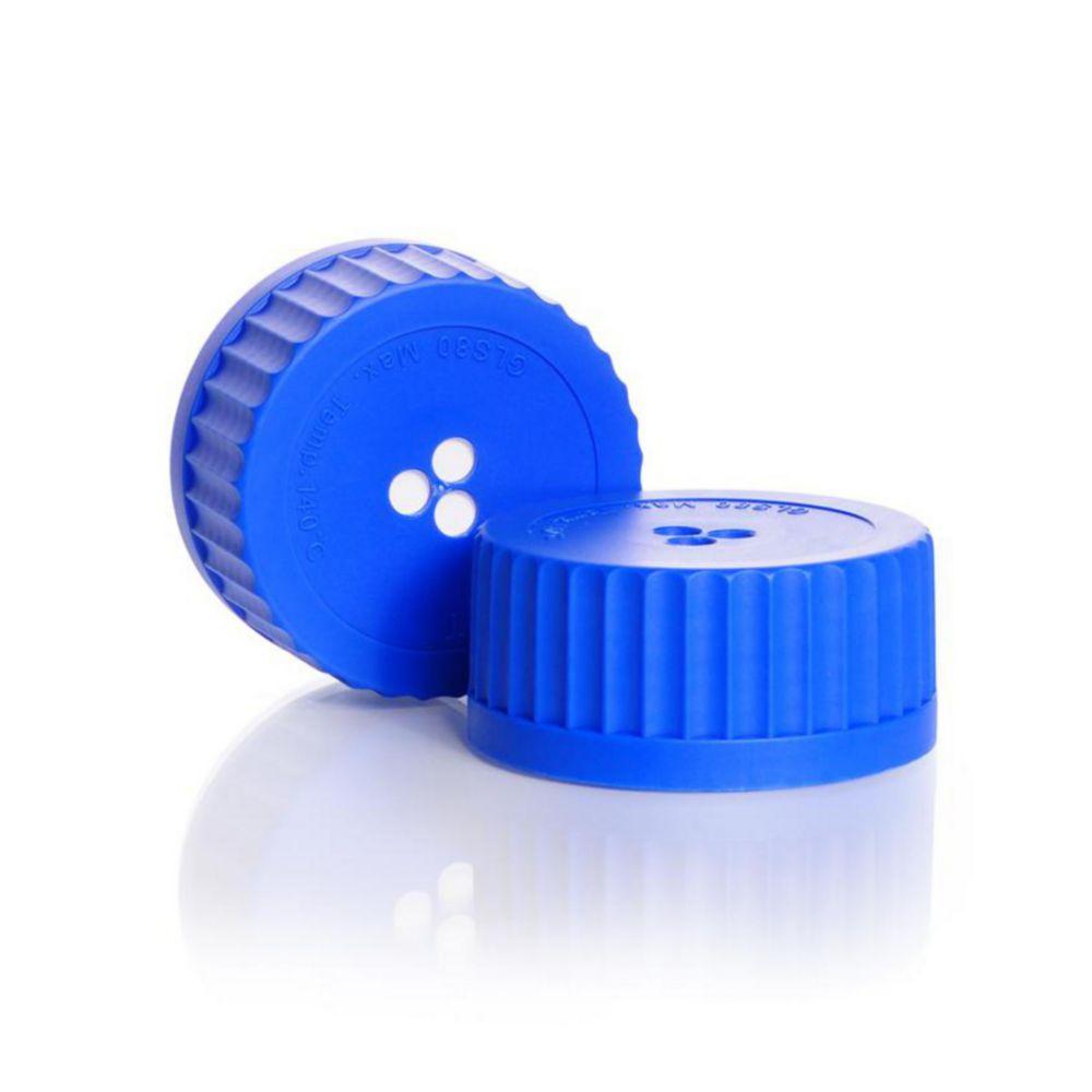 DWK DURAN Membrane Screw Caps GLS 80, PP Blue, for DURAN Laboratory Glass Bottles, ePTFE Pore Size 0.2 µm, Pack of 2