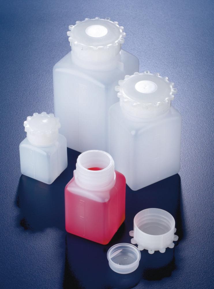 DWK DURAN 250 mL Square Wide-Neck HDPE Bottles with Lids (Pack of 10)