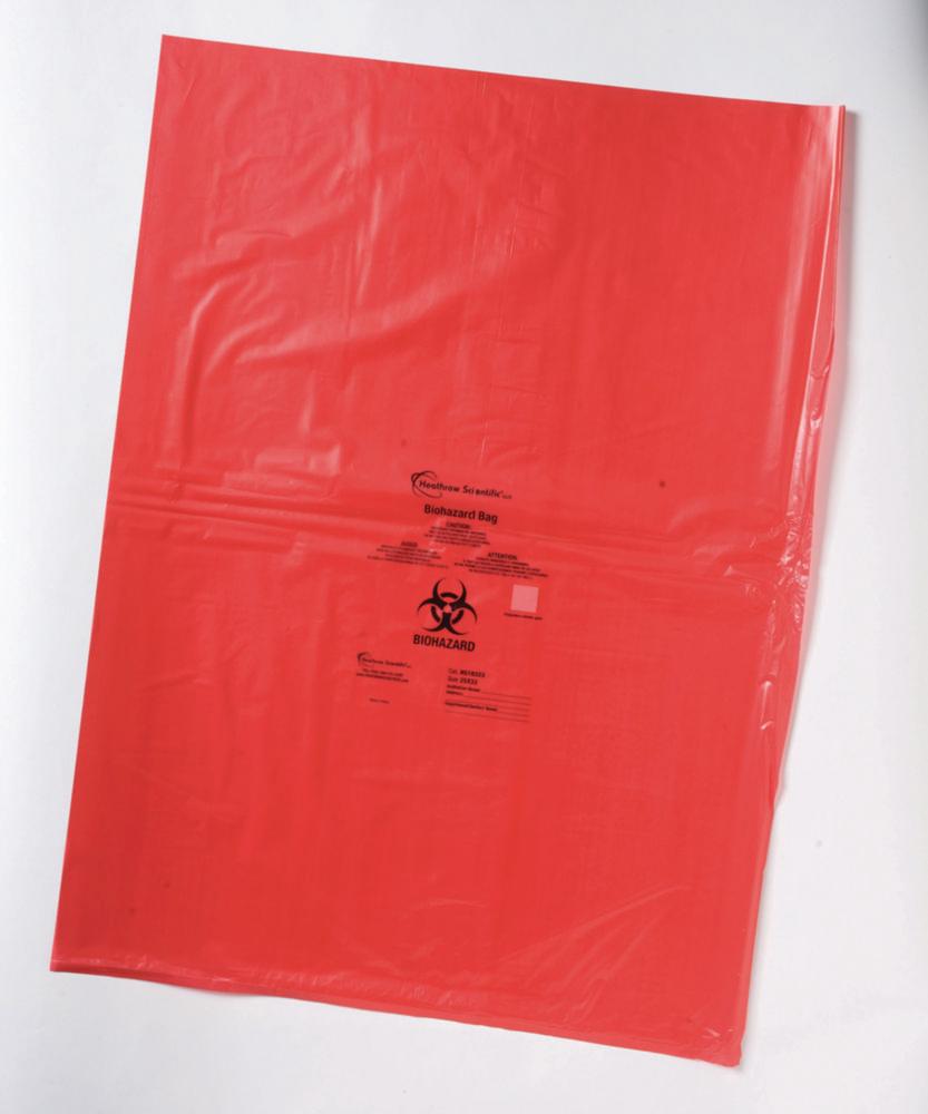 Heathrow Scientific Biohazard Bags 483 x 584 mm, Red (Pack of 200)