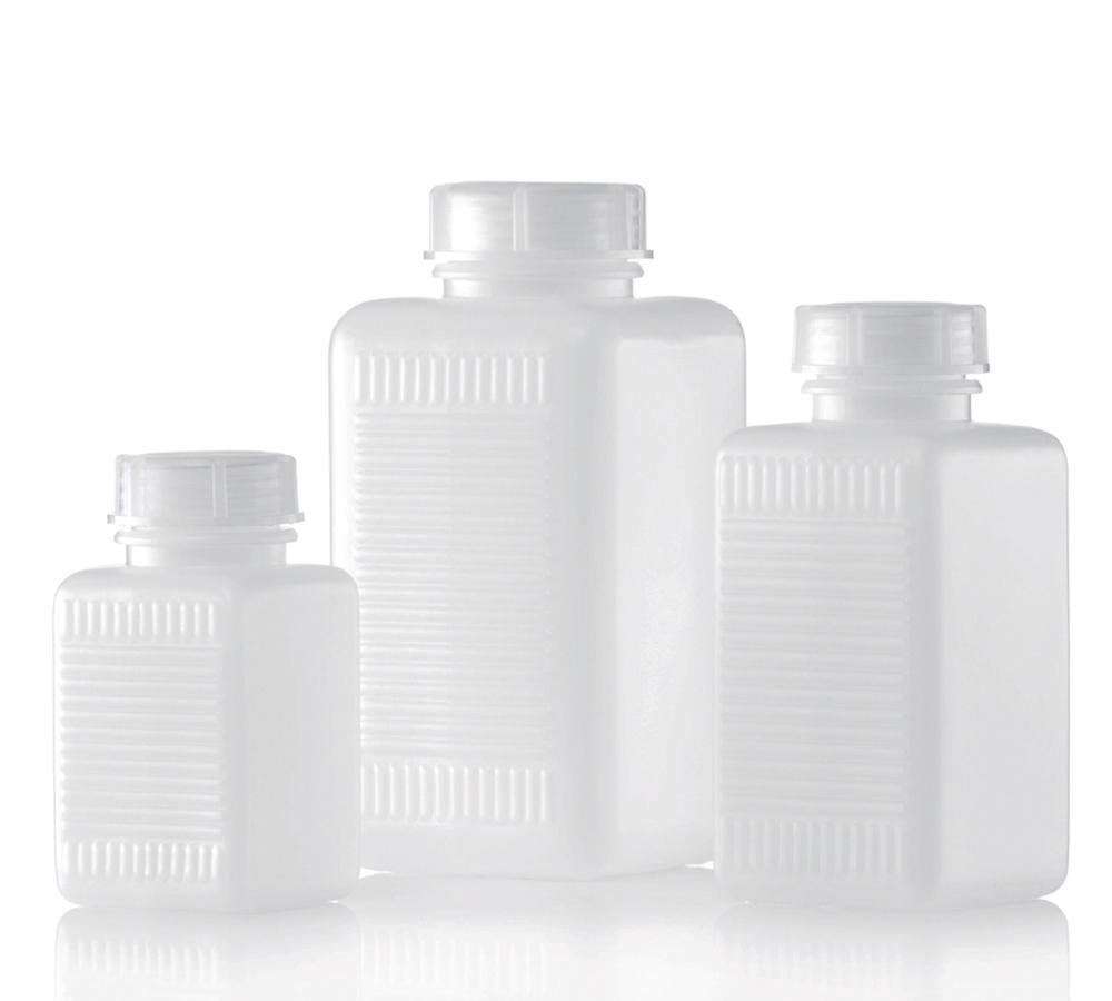 Kautex HDPE Wide Mouth Bottle 250 mL Natural, Square Shape Without Closure (6.291.538)