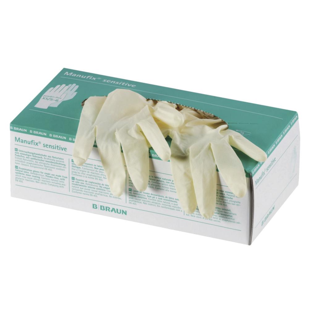 B. Braun Manufix Examination Gloves, Size S (6-7), Sensitive, Latex, Unpowdered, Non-Sterile, Pack of 100