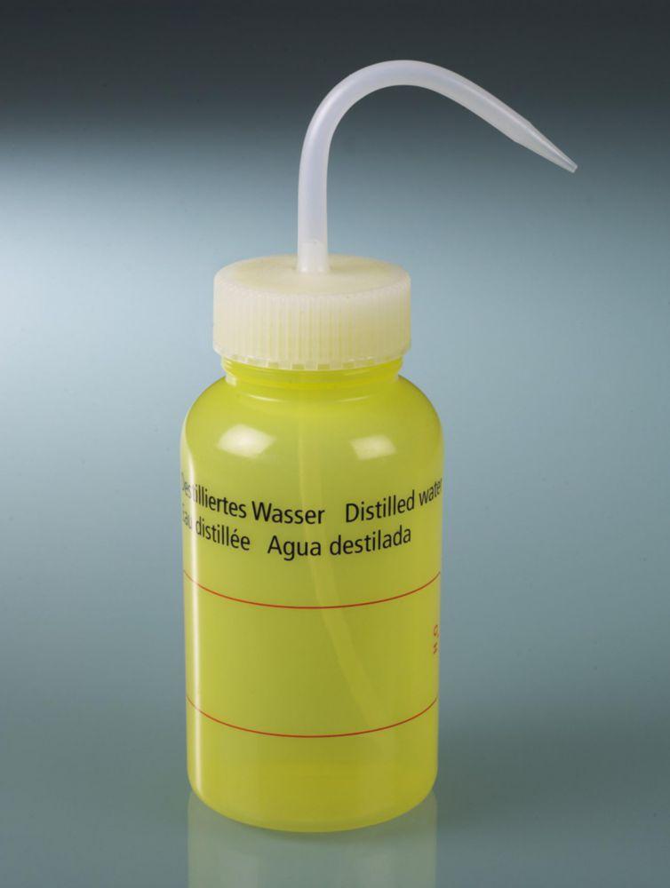 Bürkle Wide-Neck Wash Bottle 500 ml, LDPE, "Distilled Water", Transparent Closure, LaboPlast