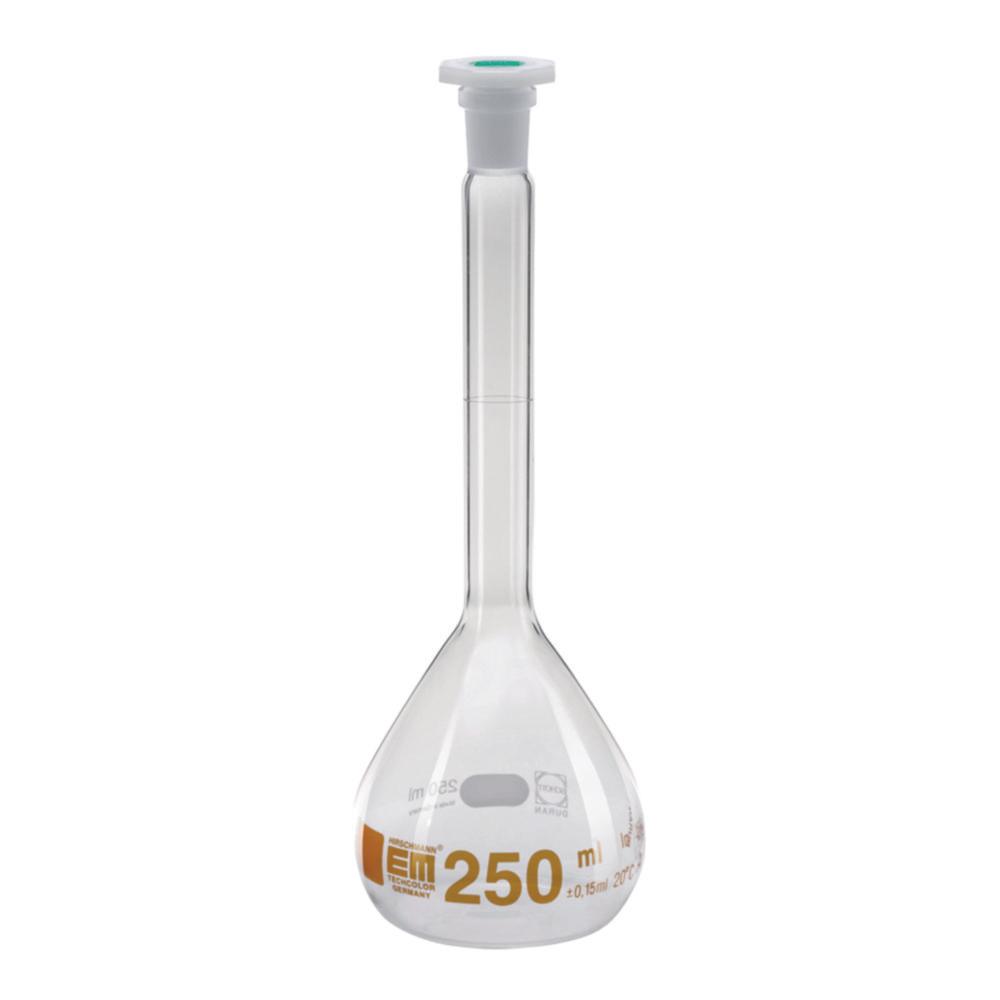 Hirschmann Vol. Flask 5 ml, Brown Graduated NS 7/16, Cl. A, with Poly Stopper, DURAN, Conformity Certificate