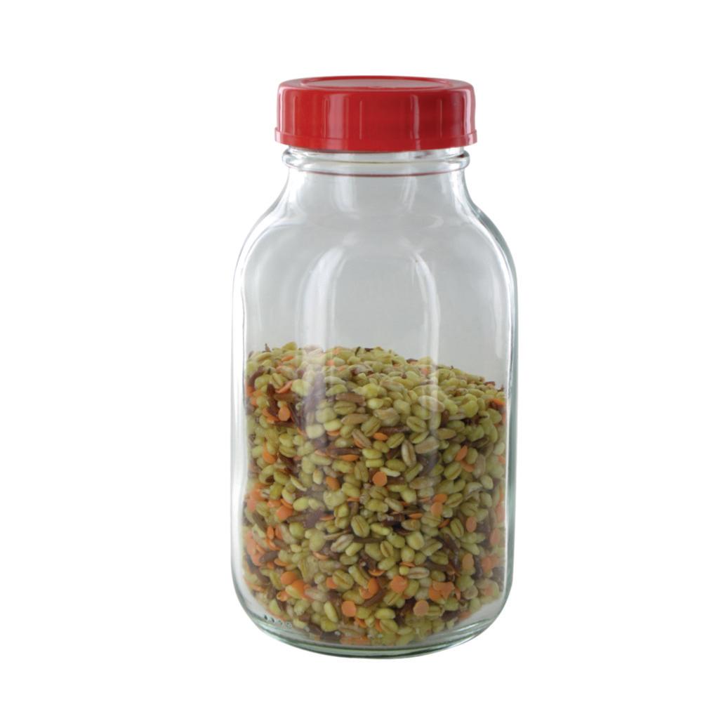 Behr Labor Wide-Neck Bottle RK 500 GT 500 ml, Thread Ø 55 mm, Clear Glass, with Closure