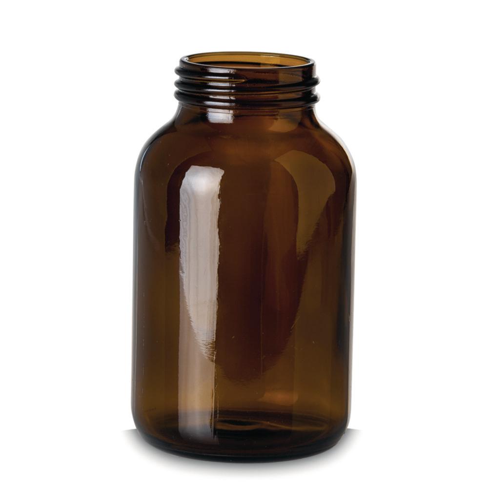 RIXIUS Wide Neck Bottles 1000 mL Amber DIN 68 with Screw Cap (Pack of 12)