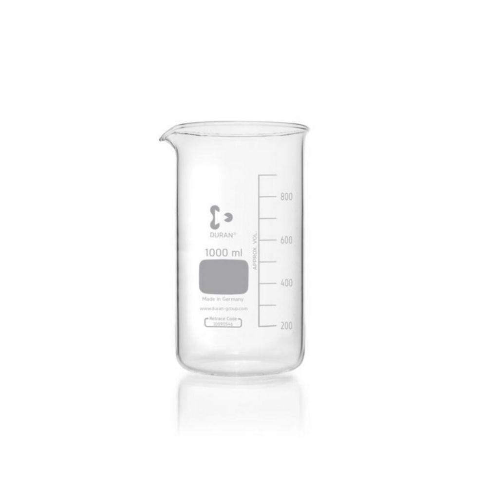 DWK DURAN Tall Form Beaker 1000 mL with Graduation and Spout, Pack of 10