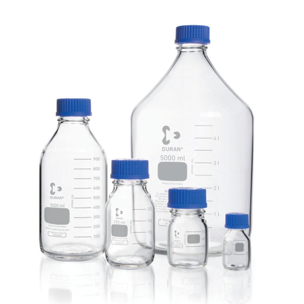 DWK DURAN Graduated Laboratory Bottles, PP Screw Cap, 2000 mL, Pack of 10