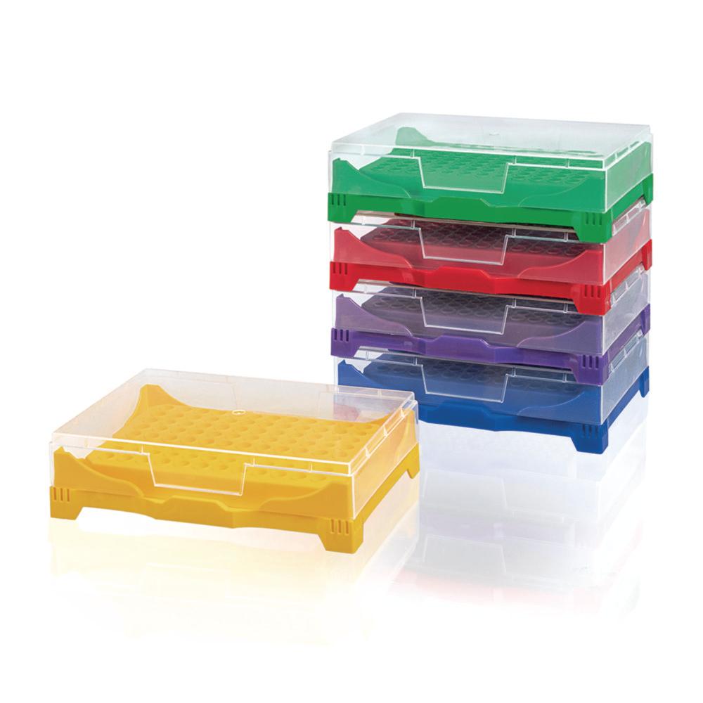 BRAND PCR Box/Rack PP with Lid for 0.2 mL Reaction Vessels (Assorted Colours, Pack of 5)