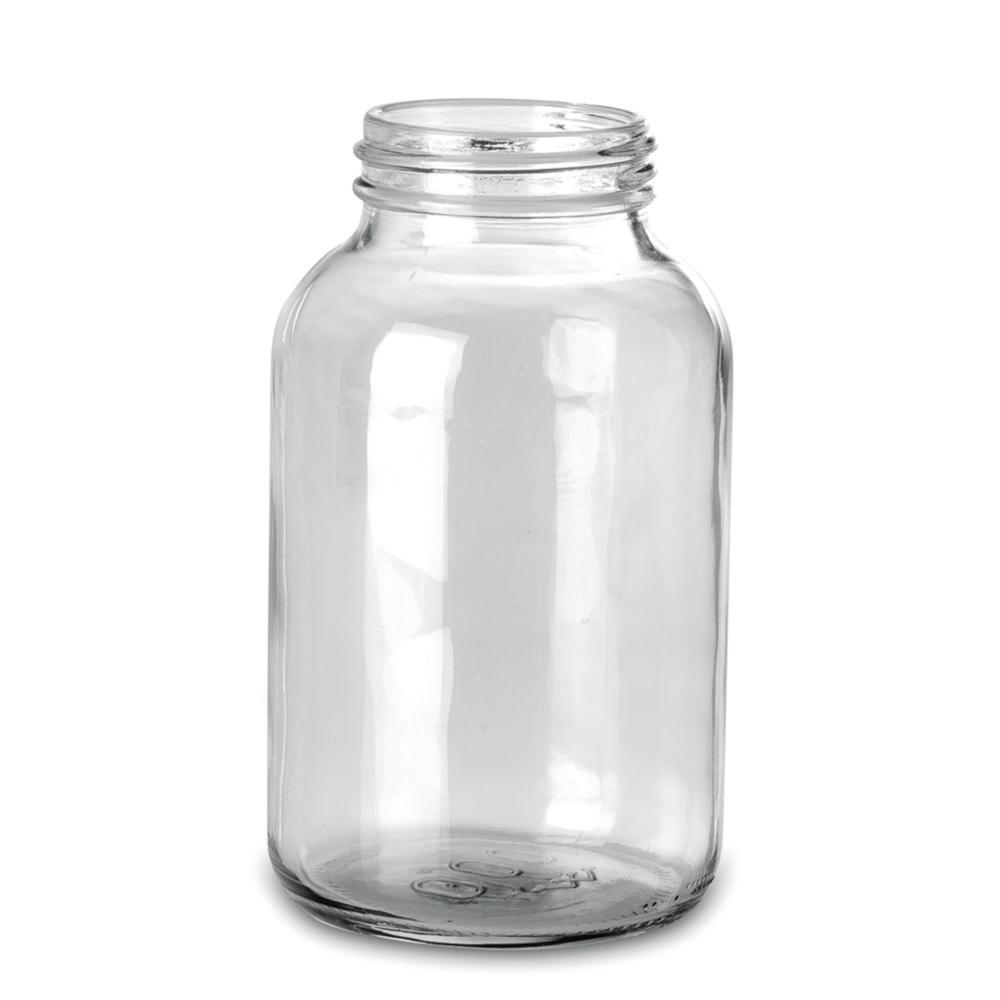 RIXIUS Wide Neck Bottles 1000ml, Clear DIN 68, without Screw Cap (Pack of 18)

