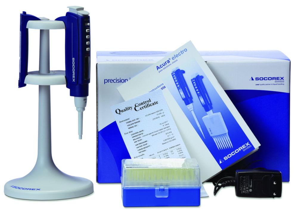 SOCOREX Acura Electro XS 926 Micropipette 2.5 - 50 µl Initialpack with Battery and Charging Station UK Plug