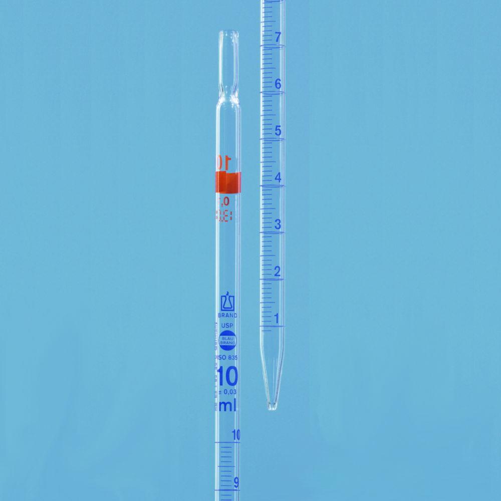 Measuring pipette cap. 2 ml:0.02 ml USP, BLAUBRAND®, absolute drain, conform.certified class AS, AR glass®, blue grad., type 2 pack of 12