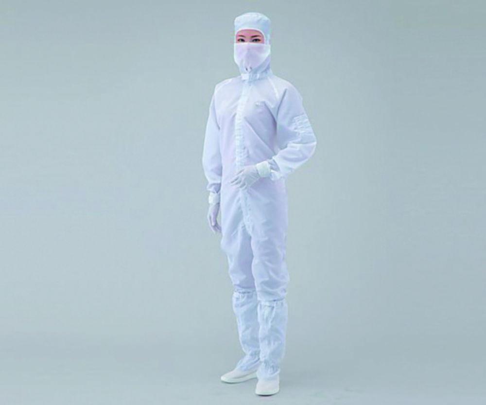 As One ASPURE Overall for Cleanroom, Blue, Polyester, with Hood, Front Zip, Type 11120BB, Size S
