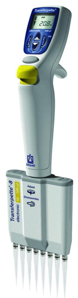 BRAND Transferpette 5–100 µL Electronic 8-Channel Pipette with UK/Ireland Adapter