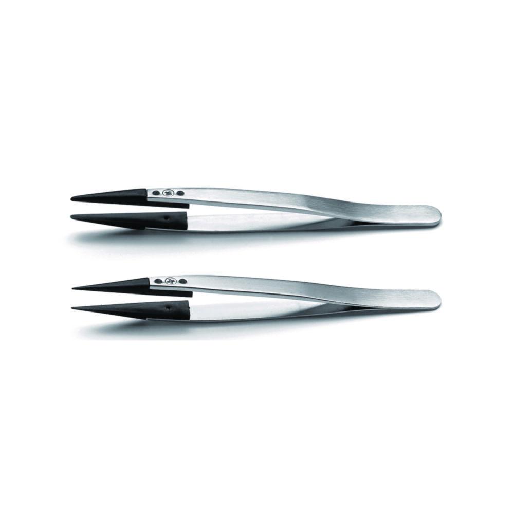Ideal-tek Tweezers (130 mm, Anti-Magnetic, Anti-Acid, Strong Sharp Replaceable Tip, Carbon Fibre)