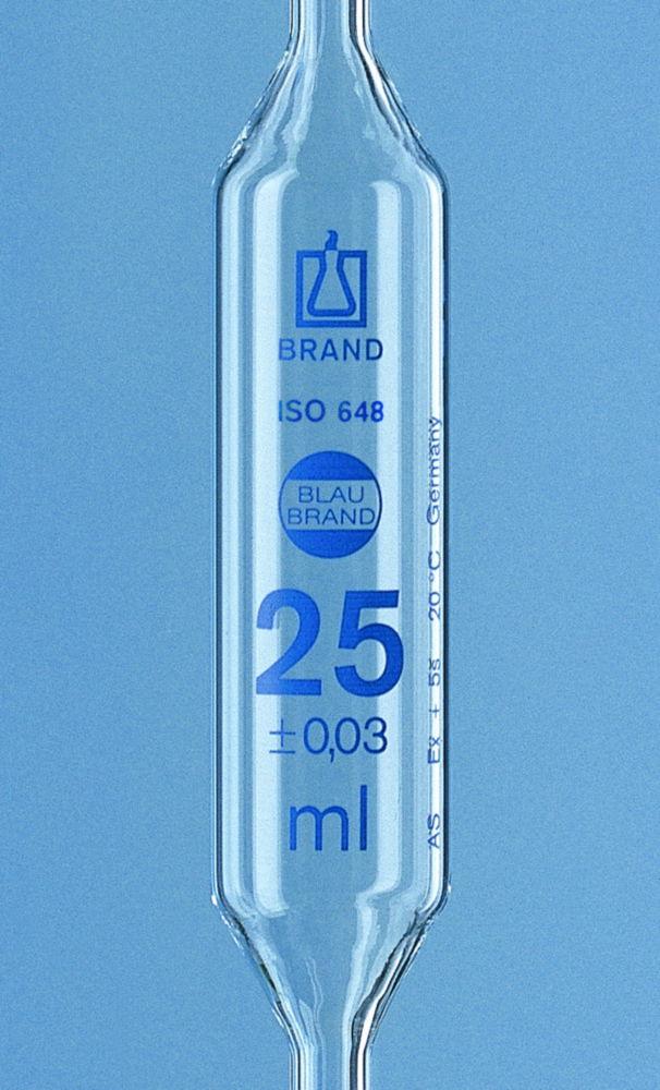BRAND Volumetric Pipet 2 ml, with 1 mark BLAUBRAND, cl. AS, AR glass KB, blue grad., with single certificate

