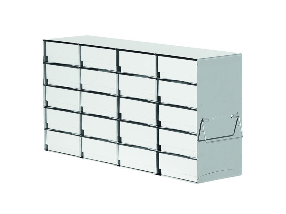 TENAK Standard Rack For Upright Freezer For (HxD) 5x4 = 20 Boxes 50 mm High, With White Cardboard Boxes and 9x9 Cell Dividers


