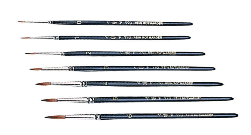 Pinselmanufaktur Red Sable Brush Size 10 / 25, 5mm w. Silver Ferrule, Black Lacquered Handle

