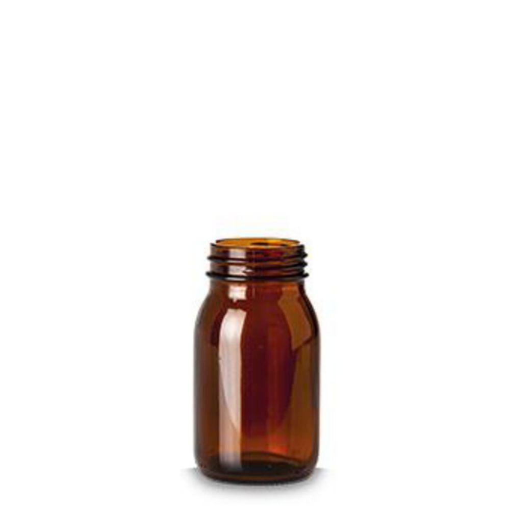 RIXIUS Wide‑Neck Amber Glass Bottle 150 mL, RD 45, without Cap 7075021 (Pack of 48)